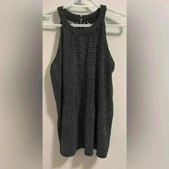 NWOT Joan Vass halter top flowy career church knit stretch polka dot tank medium - Picture 1 of 5